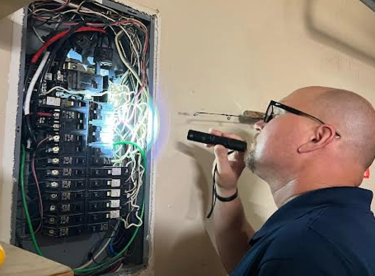 inspector checking some cables at a house on houston tx